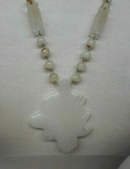 Vintage 24″ Smokey White Art GLASS Necklace PRETTY