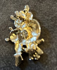 Enamel Rhinestone Red Clear Hoot Owl Birds Goldtone Brooch Pin Gift Boxed