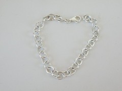Italian Sterling Silver 925 Rolo Link Charm Chain Bracelet 7.5″