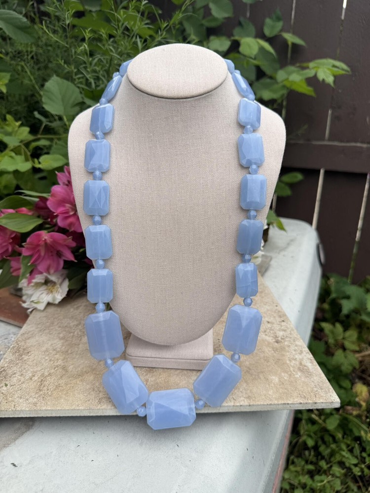 Vintage Signed KJL Kenneth Jay Lane Blue Beaded Statement 29in Long Necklace