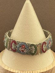 Mosaic Bracelet Vintage Italian Micro Tile Red Blue Green Flower 7.5″