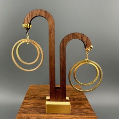 Vintage Drop Hoop Earrings Lot Multi Layered Circle Gold Silver Tone Pierced