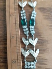 Antique Art Deco Emerald Green & Clear Rhinestone Necklace 18 Inch