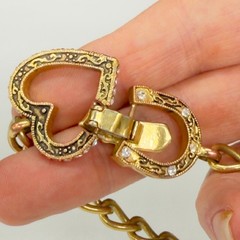 Vintage Juicy Couture Bracelet Gold Tone Link Rhinestone Heart Size 7 READ