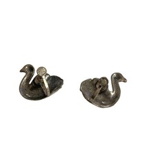 Vintage Sterling Silver Swan Screw Back Earrings .75 x .5 Inches