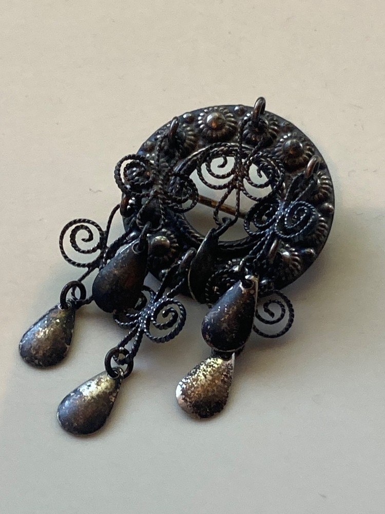 vintage norwegian Solje wedding brooch stamped 830 S.M.