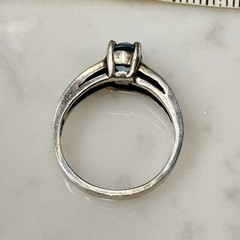 Vtg Signed RDC Sterling Silver 925 Topaz Solitaire Cut Out Scroll Band Ring Sz 5