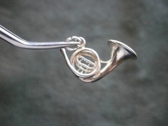 French Horn Vintage Sterling Silver Charm Pendant 2.3g