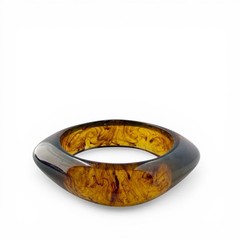 Tortoiseshell Acrylic Resin Angular Chunky Bangle Bracelet