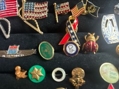 Mixed Lot of 30+ Push Back Lapel Pins Mixed Pins Vintage Flag Mother Of Pearl