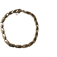 Vintage Korea Signed Gold Tone Geometric Cut Out Link Bracelet Size 7