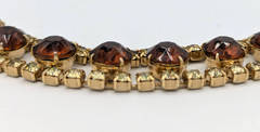 Vintage Cognac Brown Yellow Rhinestone Link Bracelet MCM Glass Crystals 7″