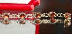10k yellow gold bracelet 15.75ct lab-created sapphire diamond 7.25″ tennis 8.9gr
