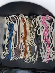 Lot 13 Vintage Beaded Scarf Necklaces Faux Pearl Tassel Multi Color