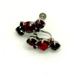 Vintage Coro Earrings Dark Red Glass Drop Prong Set Stones Screwback Signed