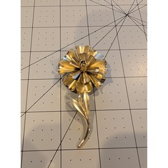 Vintage Gold Tone Flower Brooch Layered Petal Floral Pin Mid Century 3.25 Inch