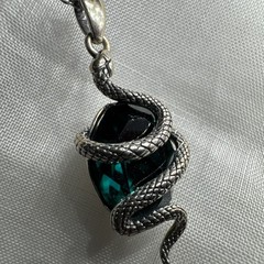 Snake Necklace 925 Sterling Green Crystal Gothic Serpent Whimsigoth Witchy Witch