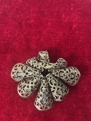 1930’s CZECH Art Deco Victorian Revival FILIGREE BRASS Colorful Glass Pendant
