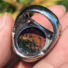 vintage ring red agate multicolor rare antique gemstone 8″ klawing indonesia