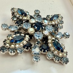 ORIGINAL By ROBERT BLUE & AB CRYSTAL RHINESTONE PIN BROOCH PENDANT VINTAGE 3.25”