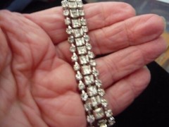 WEDDING 3 row faux diamonds rhinestones PROM 6”L 1/2″W BRACELET #22/23S 5
