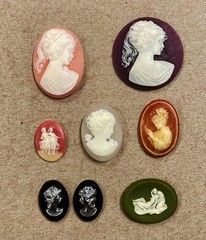 15 Vintage Assorted Resin Acrylic Cameos – DIY Jewelry Making & Repair Craft C80