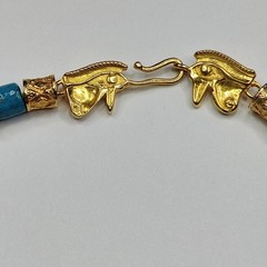 Vintage MMA 1976 Egypitian Revival Gold Plate Blue Stone Bead Necklace