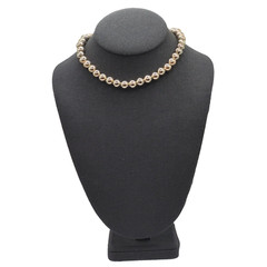 Choker Style Light Gold Tone Shiny Round Bead Vintage 1970s Necklace 15 Inch