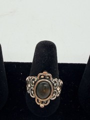 Vintage Estate Custom Jewelry Ring Lot, 8 Rings With Heart Shape Case