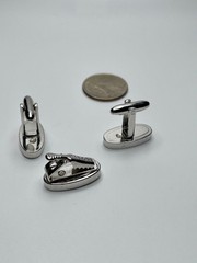 Vintage Speidel Fish Angler Silver Tone MCM 1960s Cufflink Tie Clip Set