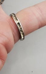 2 Sterling CZ Rings Sz 5: Joseph Esposito Eternity Band 1 CZ missing, Wavy Band