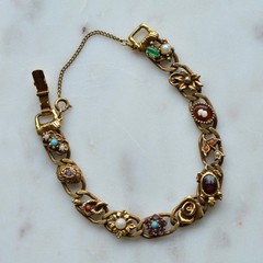 Vintage Signed Goldette N.Y. Victorian Revival Slide Bracelet