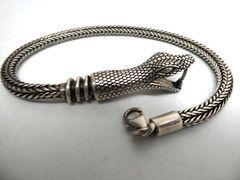 Vintage Sterling 925 SNAKE Wheat Chain Convertible Lariat Necklace & Bracelet