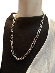 Monet Figaro Chain Necklace Silver Plated Metal 22″ Retro 80’s Timeless Classic
