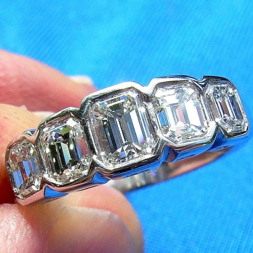 Original EARTH MINED DIAMOND Deco Wedding Band 2 CARAT PLATINUM Engagement Ring