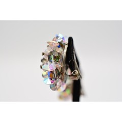Vintage Crystal Clip On Earrings Watermelon Aurora Borealis Chunky 1960s BinAG