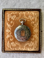 Antique Swiss .935 Silver Niello Pocket Watch Case Perret & Berthoud Locle