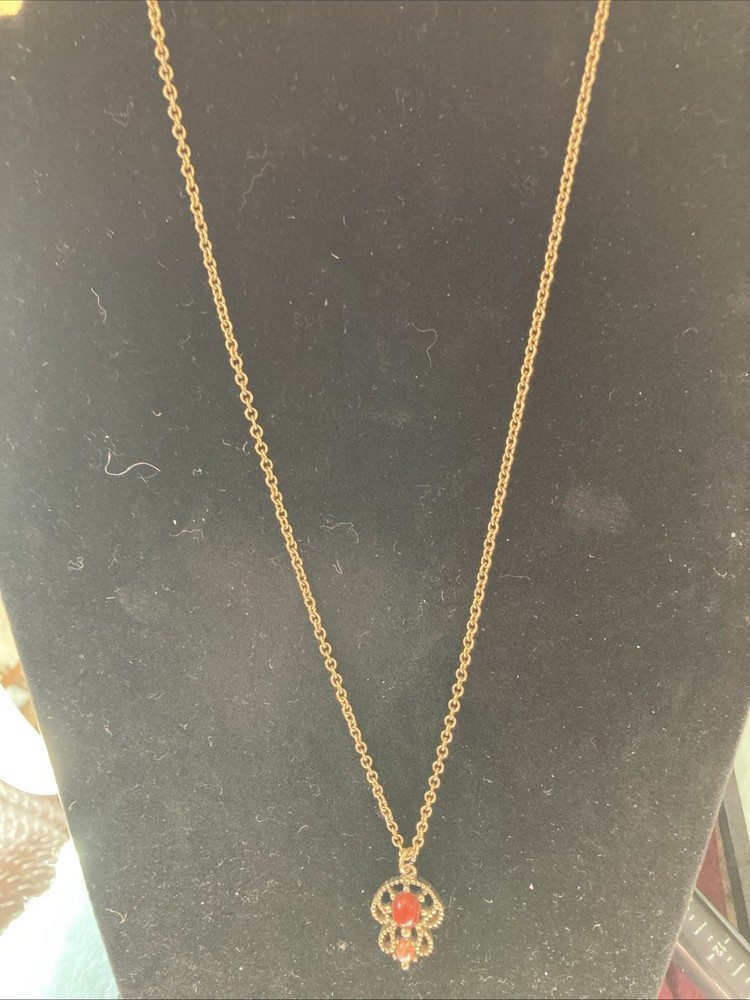 Avon Castillian Necklace 1974 Two Stone Pendant 20″ Spring Ring Clasp