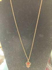 Avon Castillian Necklace 1974 Two Stone Pendant 20″ Spring Ring Clasp