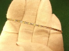 GORGEUOS LADY’S RHODIUM & GOLD PLATED STERLING SILVER “TINY PANEL LINK” BRACELET