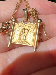 UNIQUE VINTAGE 14K TORAH 10 COMMANDMENTS MOSES PENDANT NECKLACE MADE IN ISRAEL