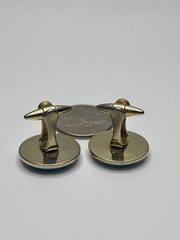 Vintage Wedgwood Blue Scales of Justice Cameo Libra Blue White Gilt Cufflinks