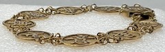 Vintage 14k Gold Chinese Symbol Character Link Bracelet – 12.8 Grams, 13mm Wide