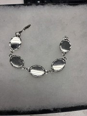 Vtg silver tone black white Cameo Bracelet