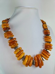 Butterscotch and Egg Yolk Amber and Sterling Silver Collar Necklace