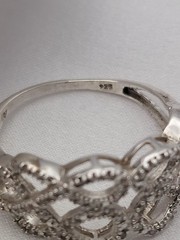 Vintage Sterling Natural Diamond 1.00ct Open Lattice Weave Band Ring Sz9 3.0 Gr