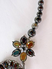 Vintage Premier Designs Crochet Black Pendant Necklace Brooch RETIRED