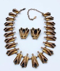 2 Pc Lot of Matisse Renoir Copper Enamel Necklace & Matching Earrings
