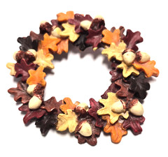 Vintage 80’s Papel Giftware Festive Autumn Fall Leaf & Acorn Wreath Pin / Brooch