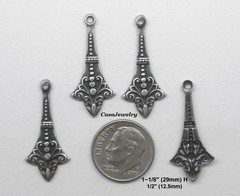 #0404 ANTIQUED STERLING SILVER PLATED EARRING DROP W/TOP HANG RING – 6 Pc Lot